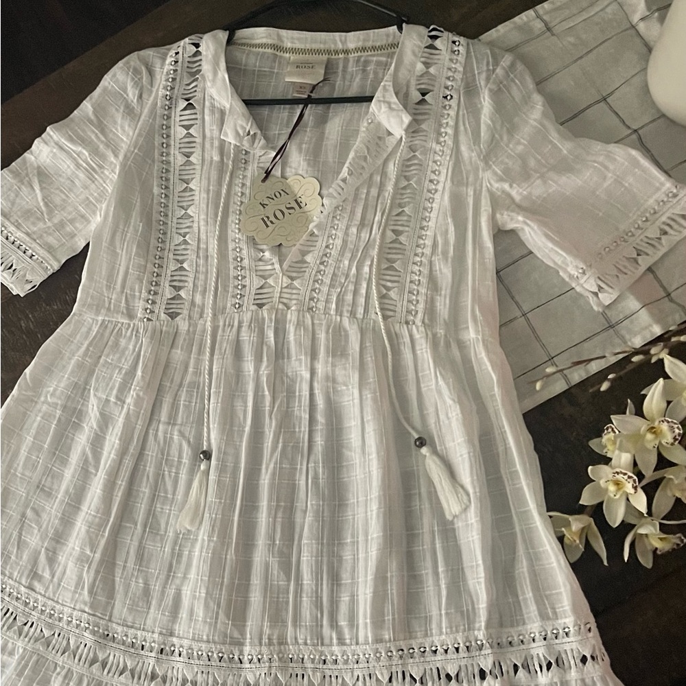 Knox Rose White Cotton Eyelet Swimsuit Coverup